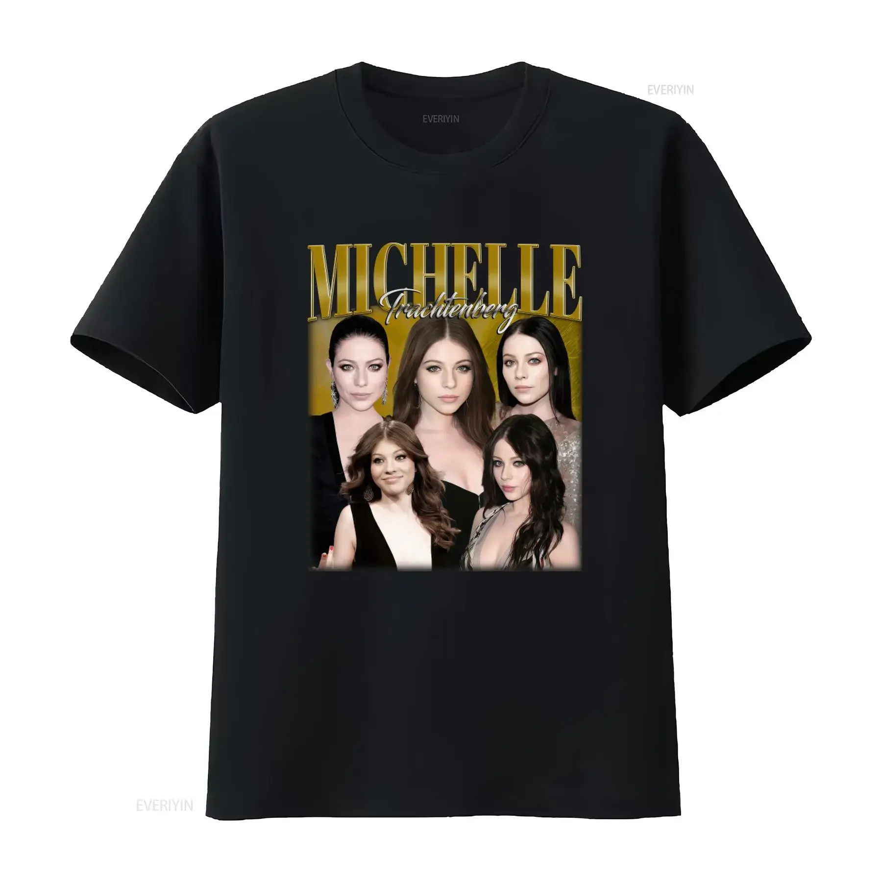 Фото Винтажная футболка Michelle Trachtenberg в стиле ретро 90-х, классическая, модная, дизайнерская одежда унисекс, удобная, с эффектом потертости. №1
