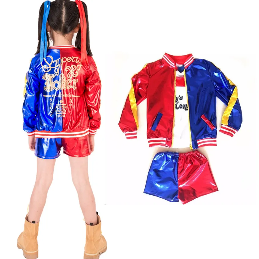 

Kids Girls Harleen Quinzel Coat Shorts Top Set Halloween Cosplay Costume Suit Custom