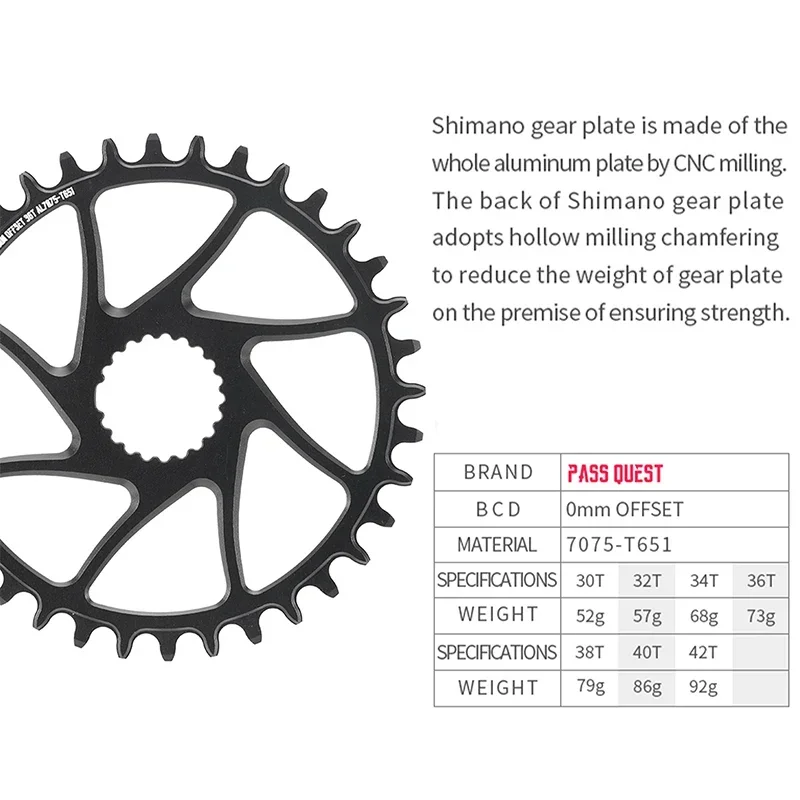 Звездочка PASS QUEST со смещением 0 мм для звездочки Shimano Boost 12 скоростей M7100 M8100 M9100 9120 30T