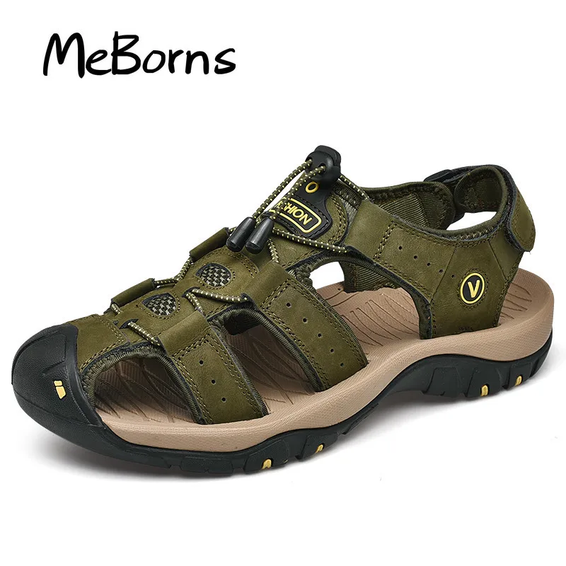 

Genuine Leather Men's Shoes Summer Men's Sandals Men Sandals Fashion Outdoor Beach Sandals And Slippers Big Size 38-48