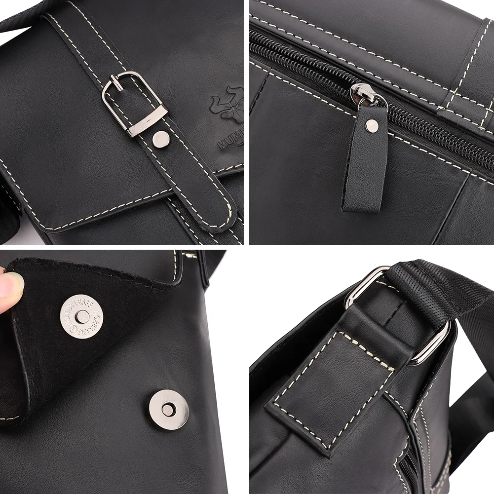 New Cowhide Leather Shoulder Bag for Men Luxury Design Messenger Bag Lightweight Crossbody Bags for 9.7inch iPad Flap Pocket