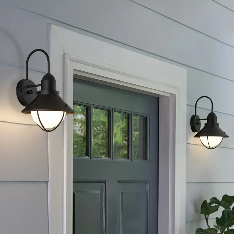 

Classic Outdoor Wall Scone Lighting Fixture, Bronze Finish with Opal Glass Shade, Bulb Included Motion sensor light Wall-e Mushr