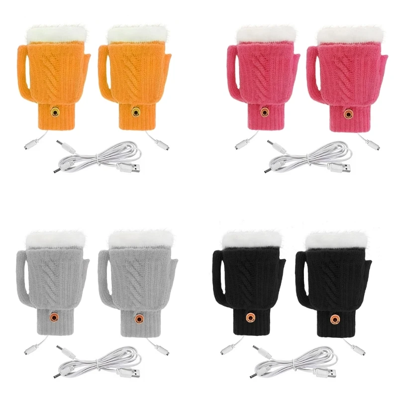 

Winter Gloves Warm Flip Half&Full Finger USB Electric Heated Convertible Glove