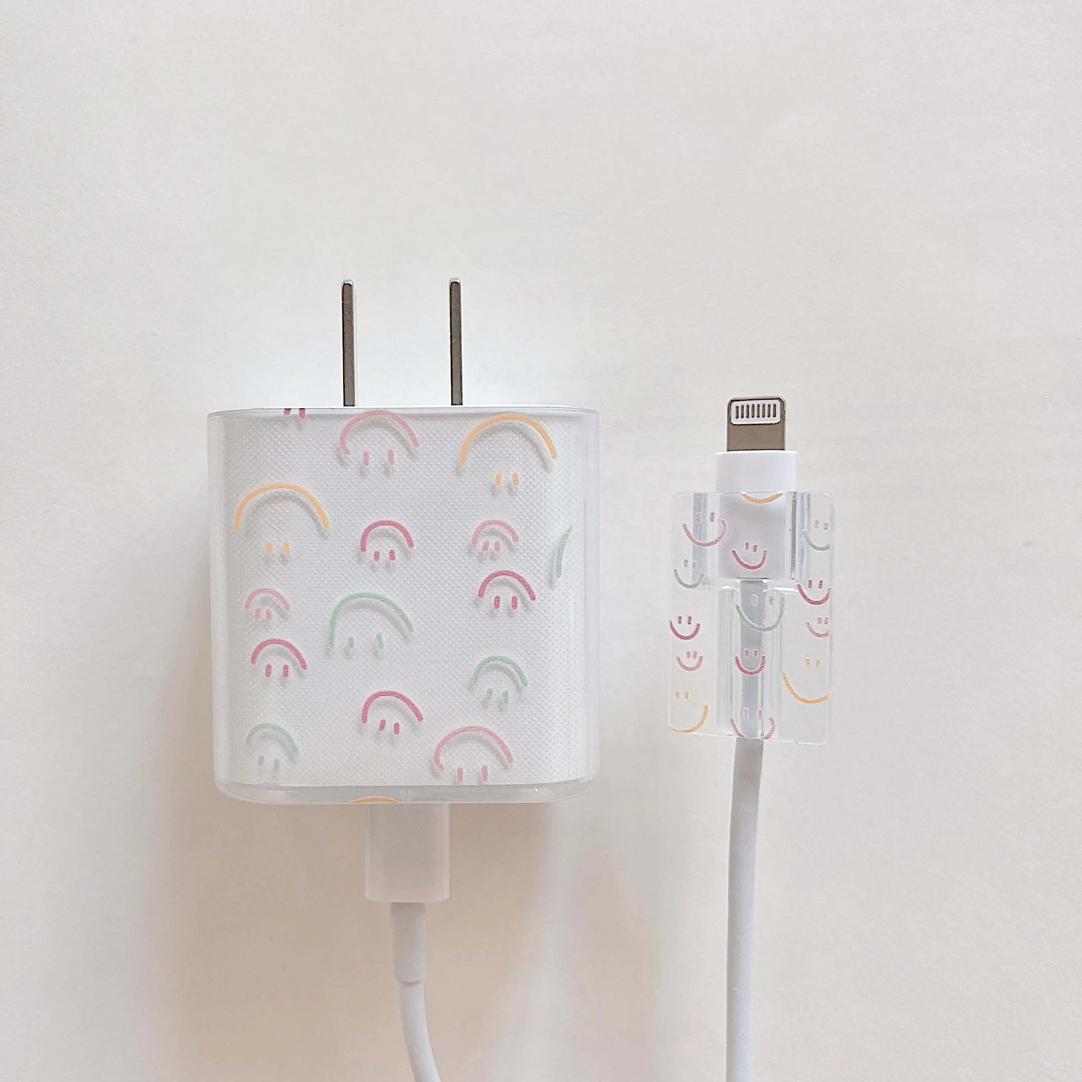 

Jane gradient shockproof smiley bite data line protector case usb cable winder cord for apple iphone fast charging head 18/20W