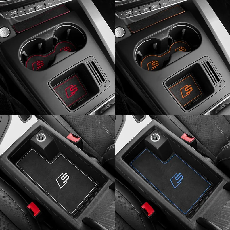 

Alcantara Car Coaster Water Cup Holder Mat For Audi A4 S4 A5 S5 2020-2023 Door Groove Mat Non-Slip Pads Auto Interior Decorative