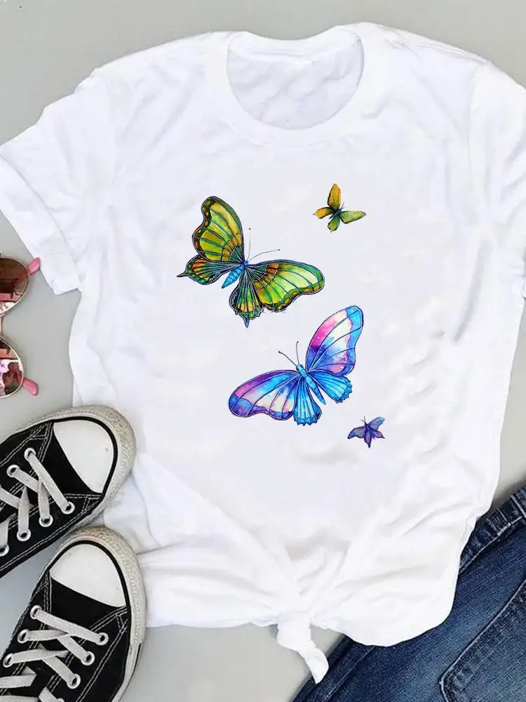 

Butterfly New Style Trend Women Tees Ladies Summer Tops Female Fashion Cartoon Tshirts Clothes Short Sleeve Graphic T-Shirt