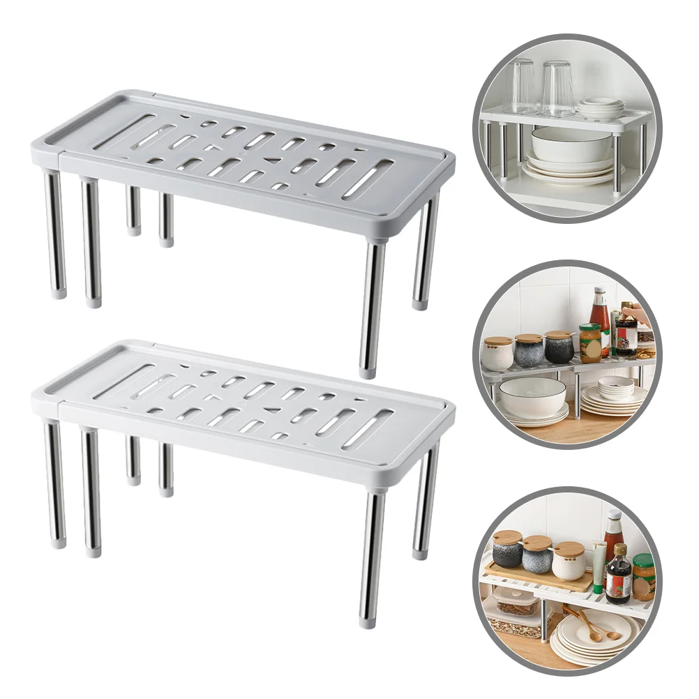 

2 Pcs Food Stainless Steel Rack Shelving Kitchen Supplies Desktop Spice Household Organizers Tabletop Shelf Seasoning Bottle