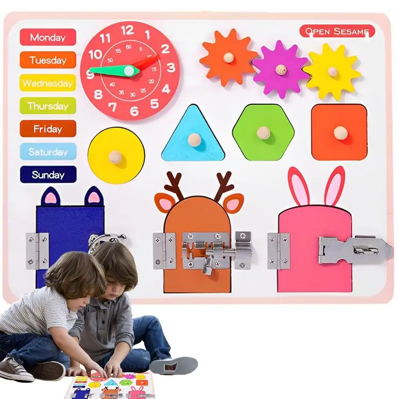 

Children Busy Boards Kids Montessori Unlock Door Latch Toy Wooden DIY Accessories Material Early Education Skill Learning Toys