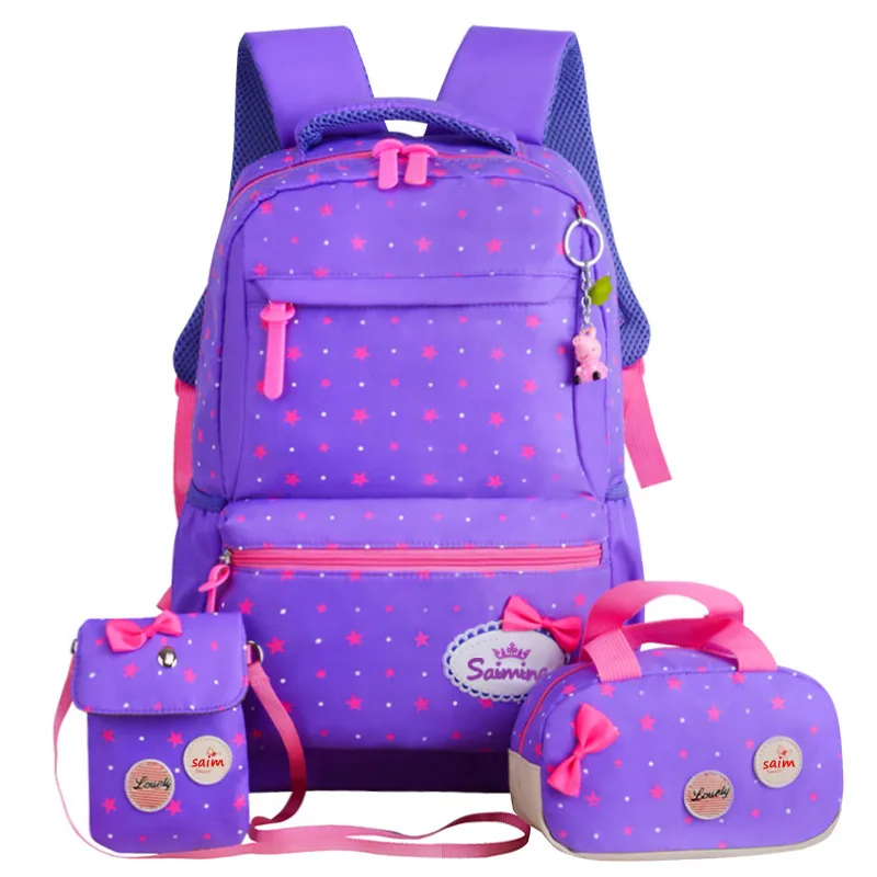 3 pcs /set Star Printing Children School Bags For Girls Teenagers Backpacks Orthopedics School bag Backpack sac mochila infantil