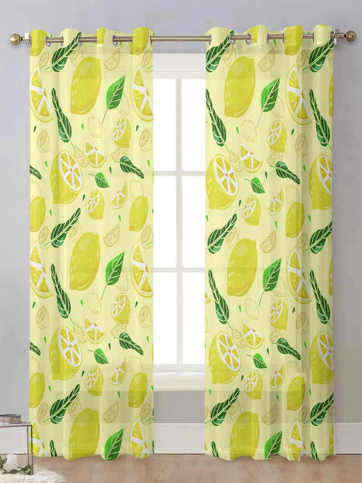 

Lemon Pattern Sheer Curtains For Living Room Window Screening Transparent Voile Tulle Curtain Cortinas Drapes Home Decor