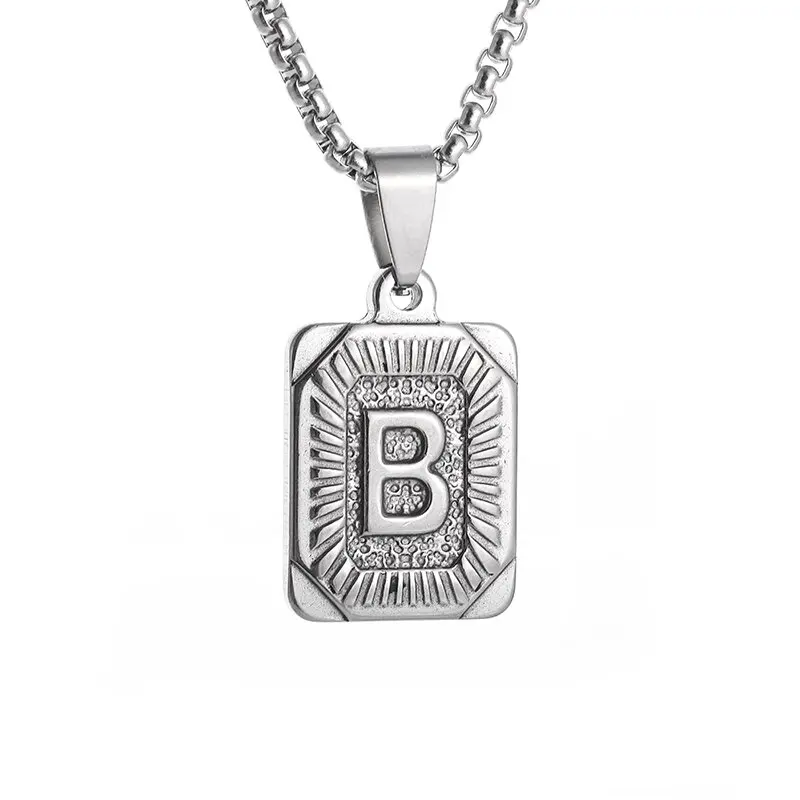 Модное серебряное ожерелье с квадратной подвеской в виде Английской Буквы B для