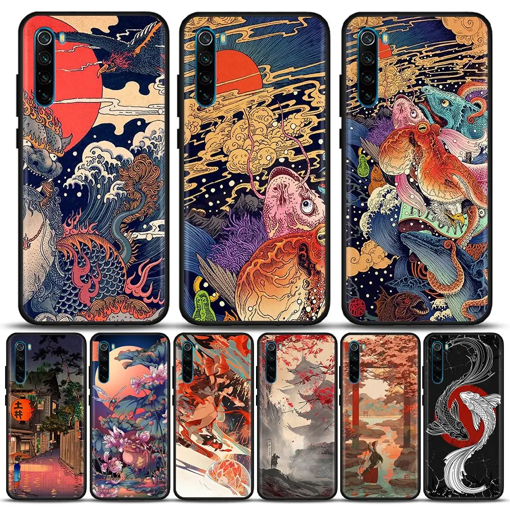 

Japanese Traditional Art Coque Funda Phone Case for Xiaomi Redmi Note 7 8 8T 9 9S 9T 10 11 11S 11E Pro plus 4G 5G Case Para Capa