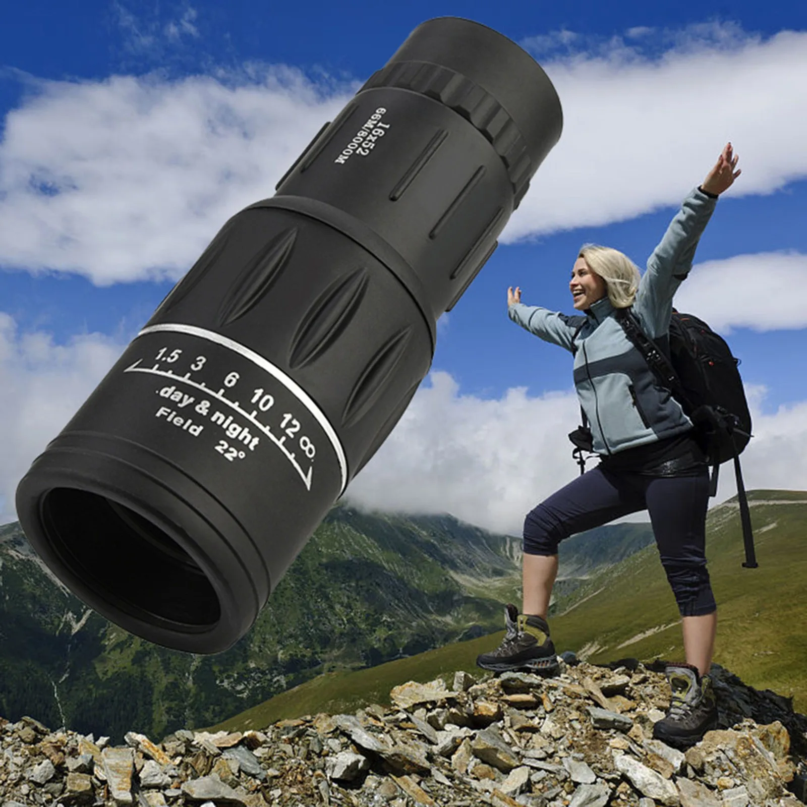 

Portable 16 X 52 High Over Binoculars Telescope Monocular 98 / 8000m Plastic Binoculars Outdoor Black Outdoor Sports Telescope