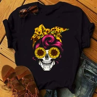 womens t shirt harajuku skull deer camouflage burlap turban t shirt clothes short sleeve graphic t shirt tops in the woods