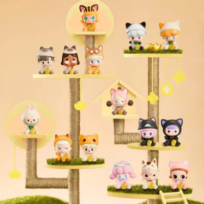 Оригинальная фигурка Lucky Cat Series в стиле поп-боб Labubu Molly Dimoo Crybaby мини-милая кукла