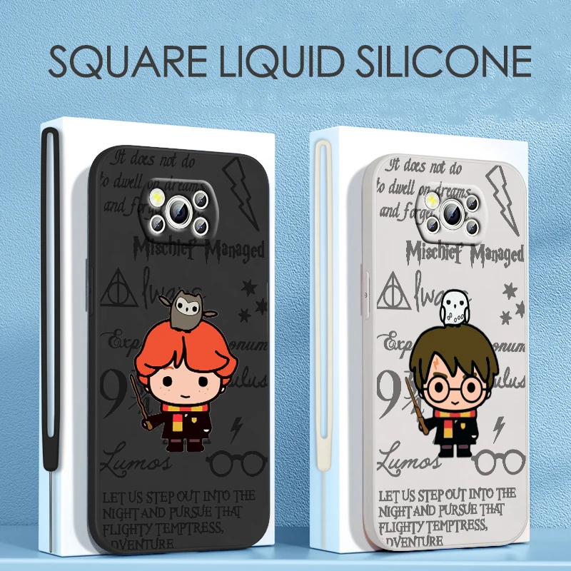 

School of Magic Cute For Xiaomi POCO X4 M5S F4 M4 X3 F3 M3 C3 F2 X2 F1 Pro GT NFC 4G 5G Liquid Rope Phone Case
