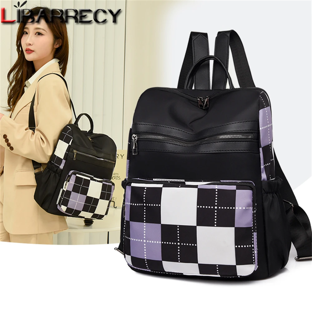 

2022 New Panelled Design High Quality Oxford Cloth Women's Backpack Fashion Ladies Travel Bag Girls Student School Bag Sac Femme