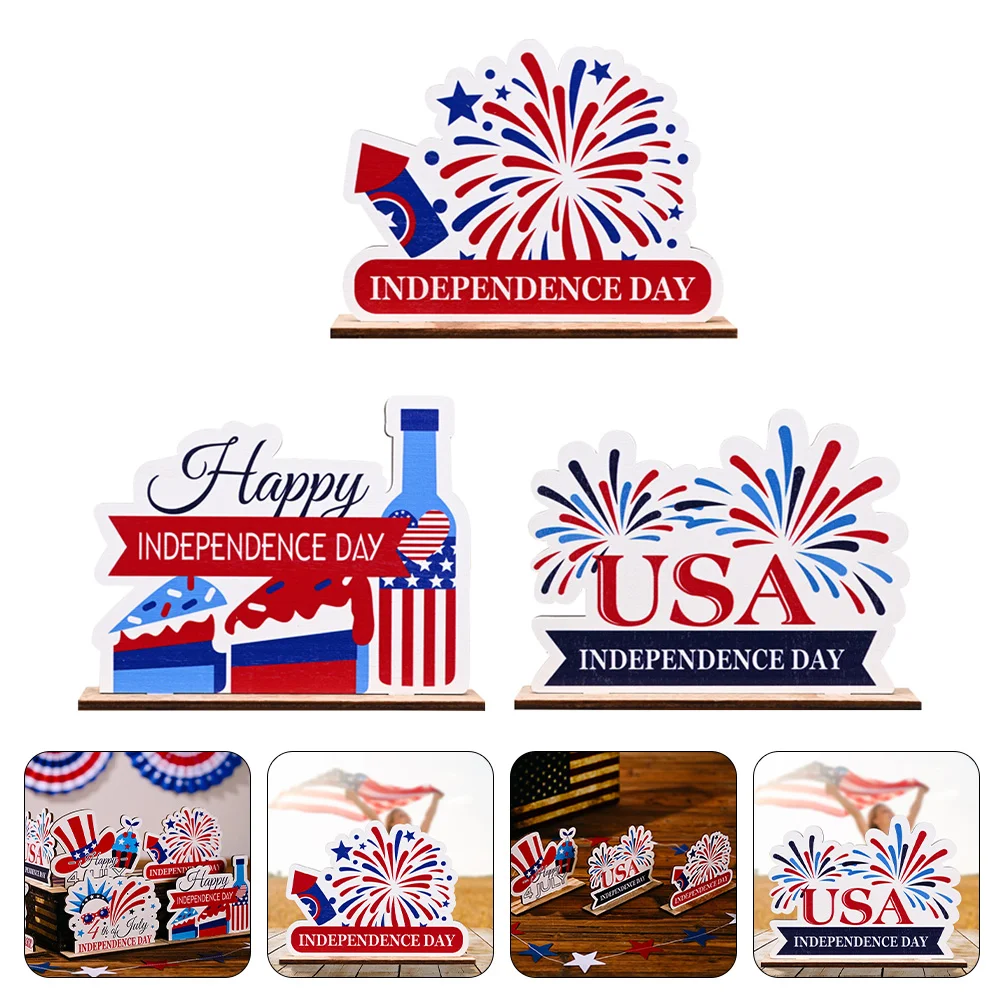 

Day Patriotic July Table Decorations Sign 4Th Of Wooden Decor Independence Centerpiece Decoration Memorial Signs Fourth Usa Wood