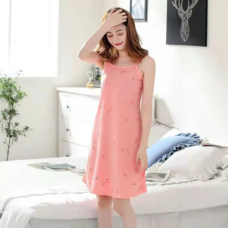 

Sexy Pyjamas Night Dress for Women Sleeveless Dot Printed Nightgown Loose Dormir Tops Large Size Leisure Sleepwear M-2XL