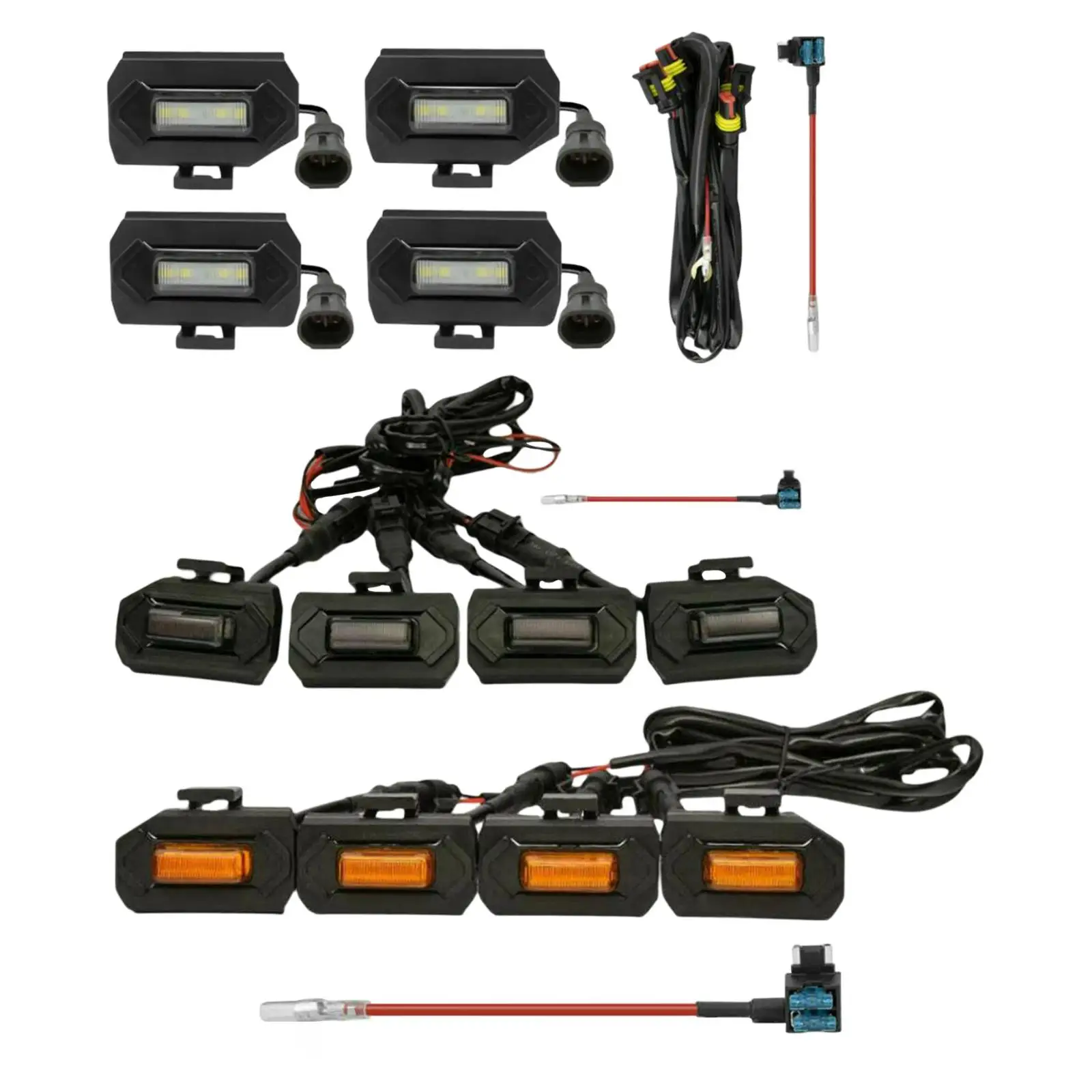 

4Pcs/ LED Grille with Wiring Harness 12V Grille Lamps / 16-