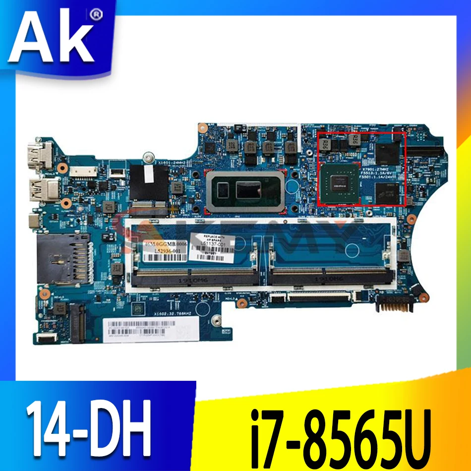 

For HP pavilion X360 14T-DH 14M-DH 14-DH 18742-1 Laptop Motherboard with 2G GPU i7-8565U L52937-601 L51138-001