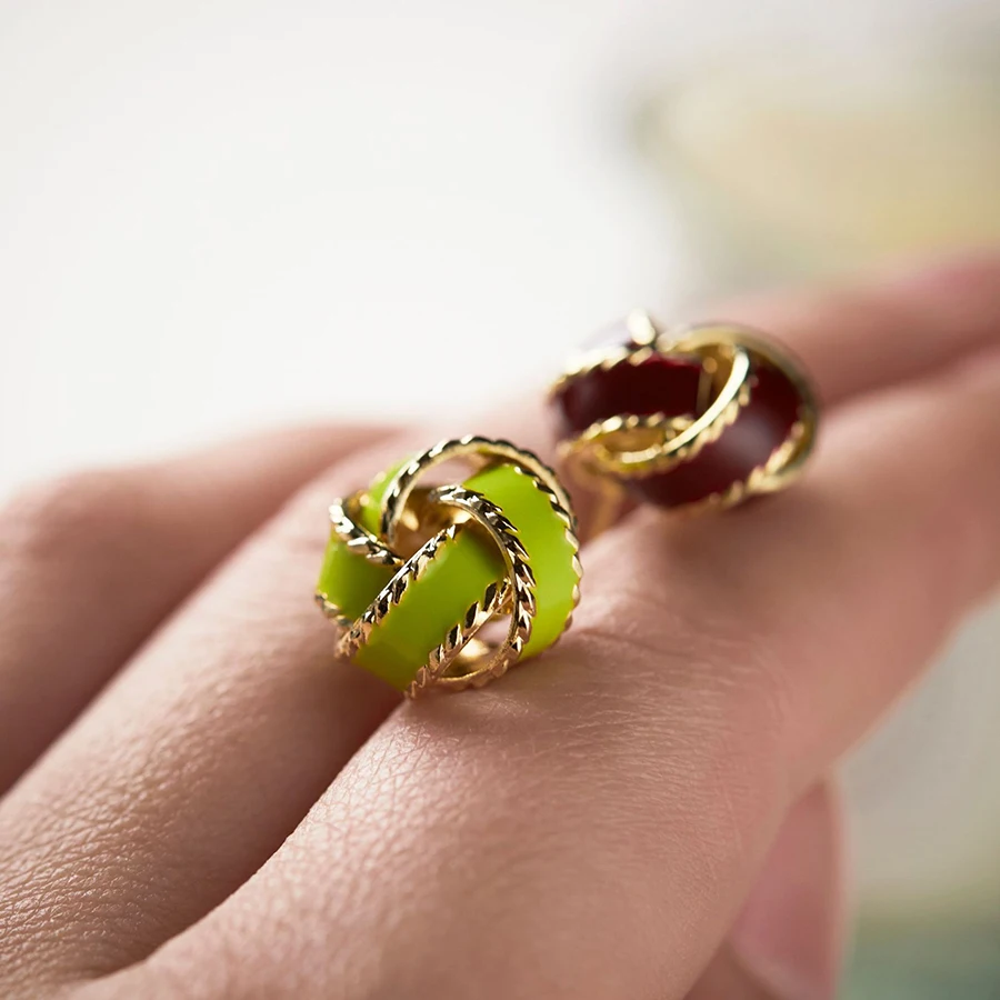 Женские эмалированные Серьги-клипсы элегантные французские серьги в ретро-стиле