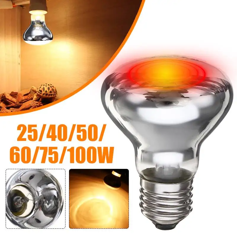 

220V 25-100W Reptile Lamp Mini Pet Heating Lamp R63 UV Day Night Amphibian Turtle Snake Lamp Heat Reptile Bulb Light