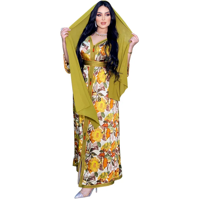 

Eid Ramadan Muslim Abaya Women Dress Satin Dubai Islam Turkey Long Dress Kaftans Abayas Robe Femme Musulmane Caftan Marocain