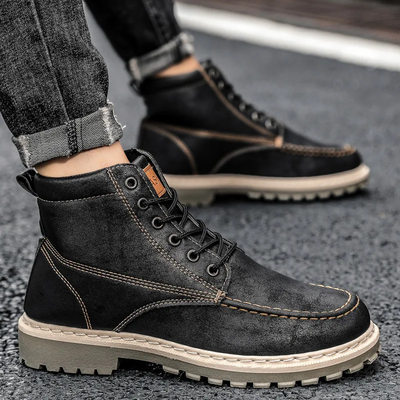 

Lace-up Comfortable Shoes for Male Spring/Autumn New Casual Fashion Men's Boots Flat Brand Martin Boots Men G2090-G2096