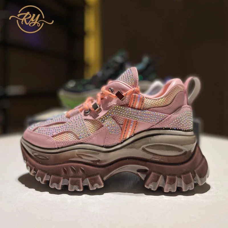 

RY-RELAA womens european shoes platform shoes 2022 springtime new style sneakers women ins pink shoes Diamond womens shoes tide