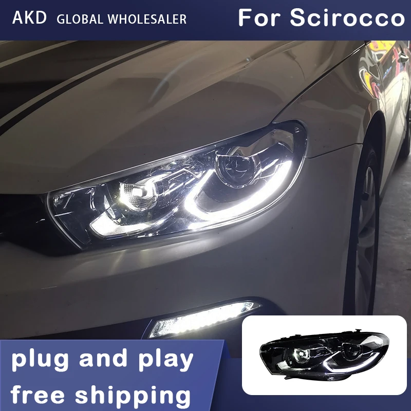 

Car Styling Headlights for Scirocco R LED Headlight 2008-2018 Head Lamp DRL Signal Projector Lens Automotive Accessories