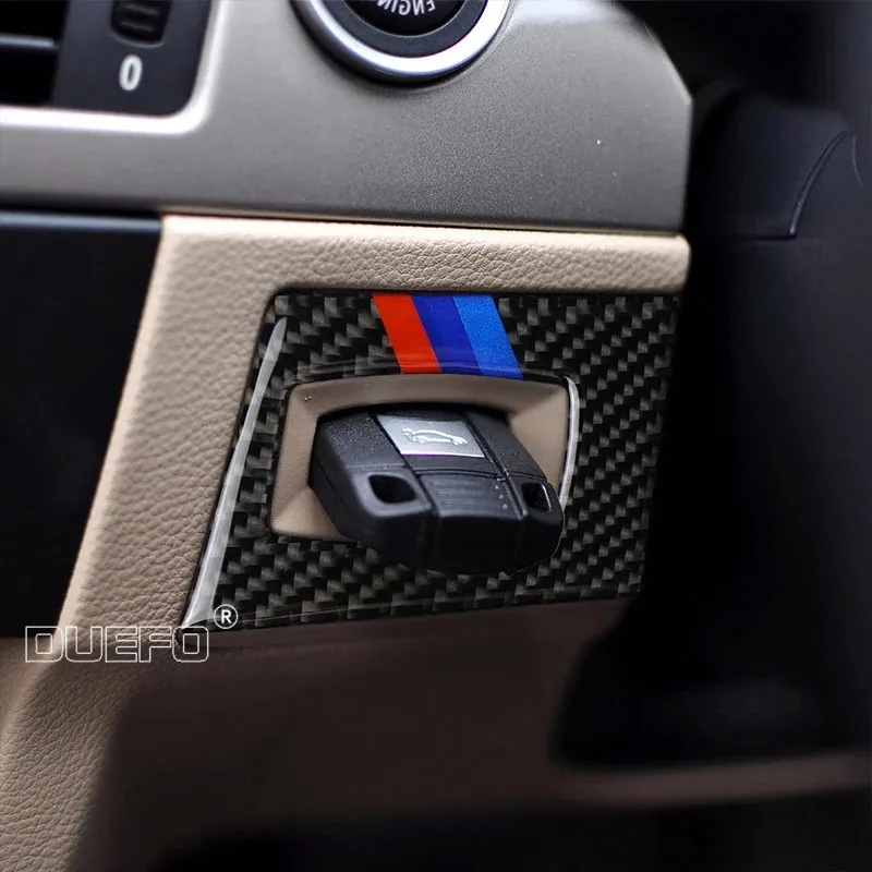 

Carbon Fiber Car Accessories Interior Ignition Switch Key Hole Decoration Cover Trim Stickers For BMW E90 2005-2012 3 Series