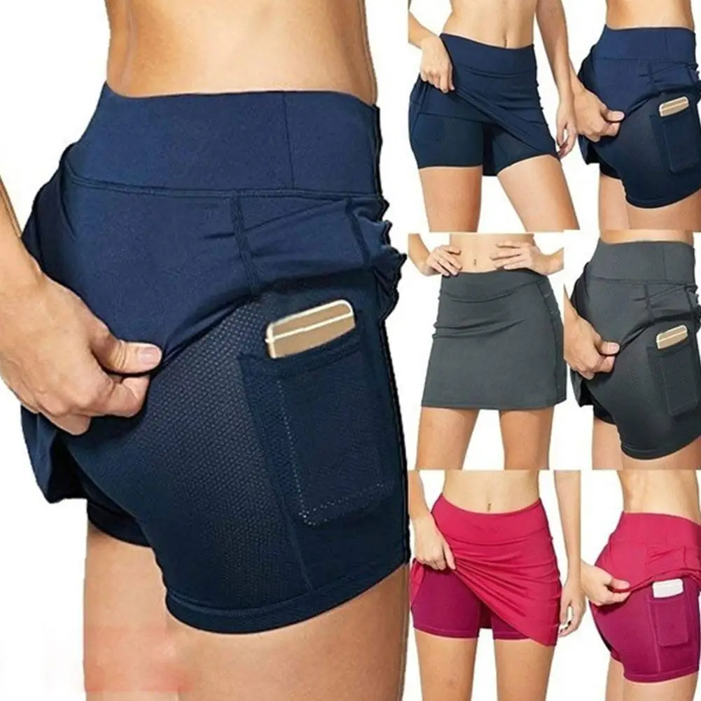 

Women's Athletic Skorts 2 In 1 Sports Jogging Fitness Tennis Skirts Skorts Golf Pleated Skirt Pocket Sports Running Sport Skorts