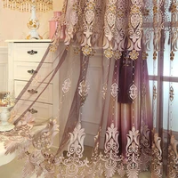 curtains for living dining room bedroom european imitation satin gradient blackout luxury elegant purple embroidery sheer drapes