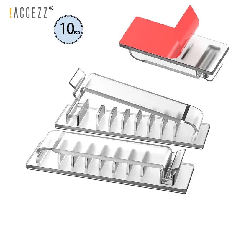

!ACCEZZ 10pcs NEW Cable Organizer Management Wire Holder For Kitchen Storage Cord Wrapper Car Home Desk Wall Fixed Clamp Manager