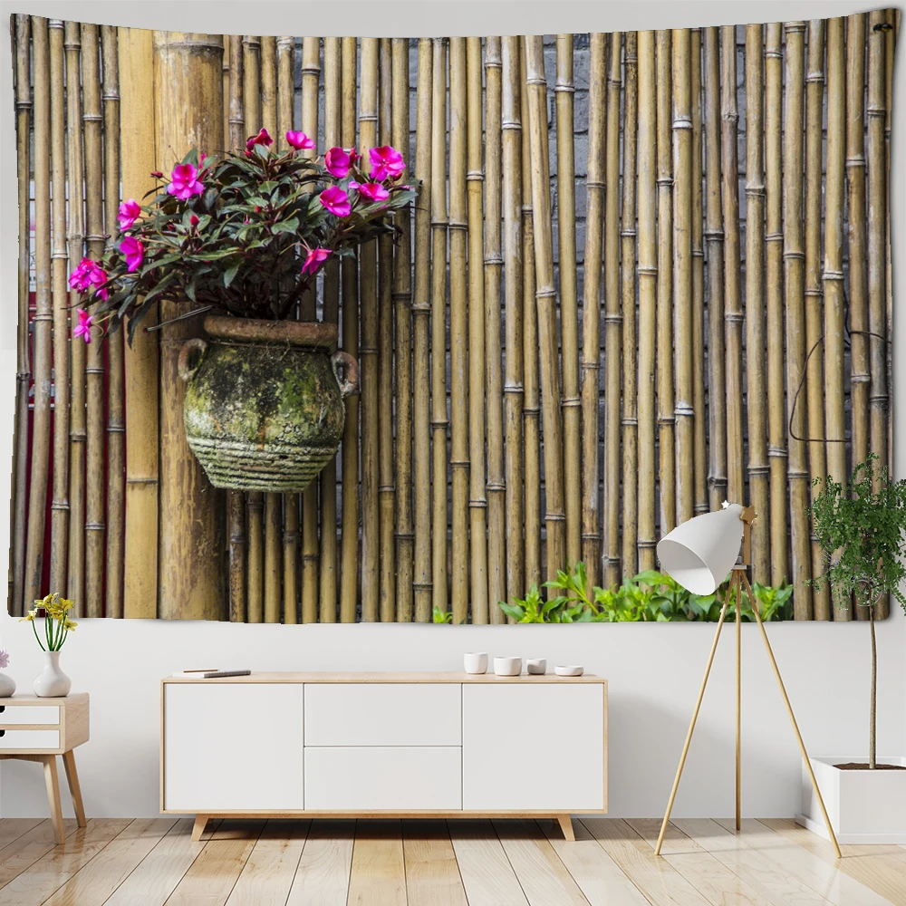 Настенный гобелен с растениями и цветами на камнях недорогой большой настенный