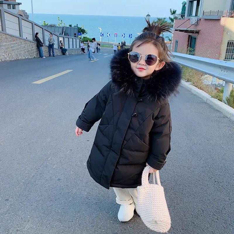 

Autumn Winter Jacket for Girls Keep Warm Hooded Fashion Windproof Outerwear Down Cotton Coat 2--9Years Old Kids Clothes E422