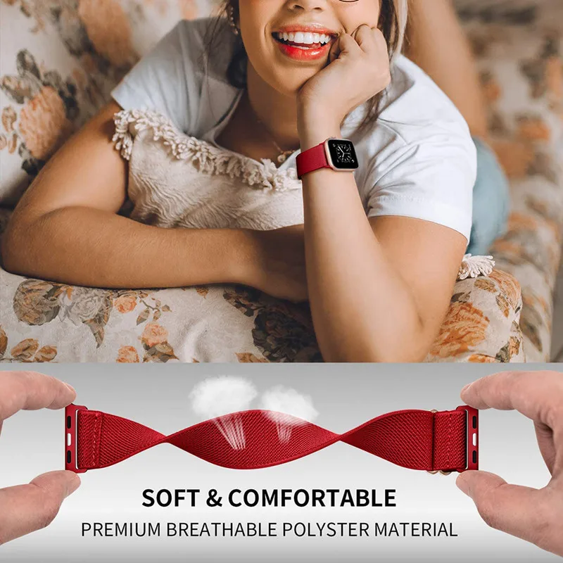 Solo Loop Nylon Strap for Apple Watch Band 49mm 45mm 41mm 44mm 40mm 42mm 38mm Elastic Bracelet for iWatch 8 7 6 SE 5 4 Correa