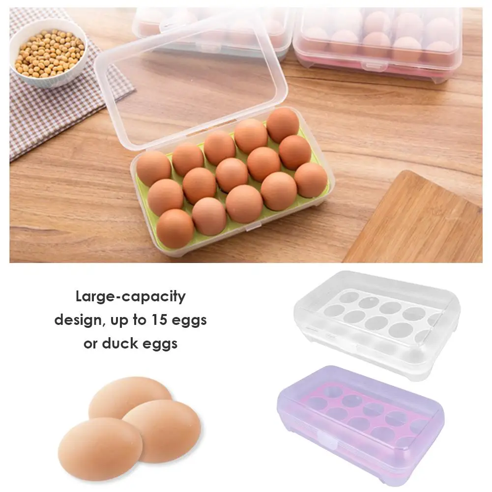 

15 Grids Egg Storage Box Container Portable Plastic Egg Holder Refrigerator Food Eggs Box Organizer Case Kitchen Accessories