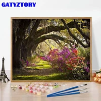 gatyztory frame diy painting by numbers for adults tree landscape paint by numbers flowers paint on canvas home wall art picture