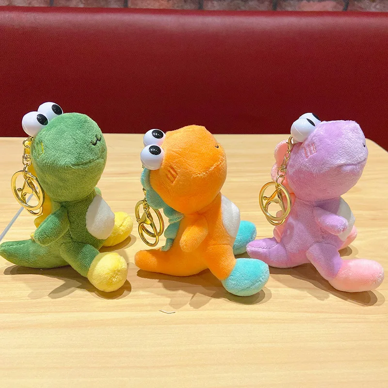 

Cute Couple Kawaii Big Eyes Plush Dinosaur Keychain Stuffed Doll Bag Pendant Cartoon for Kid Toys Gift Women Car Keyring Jewelry