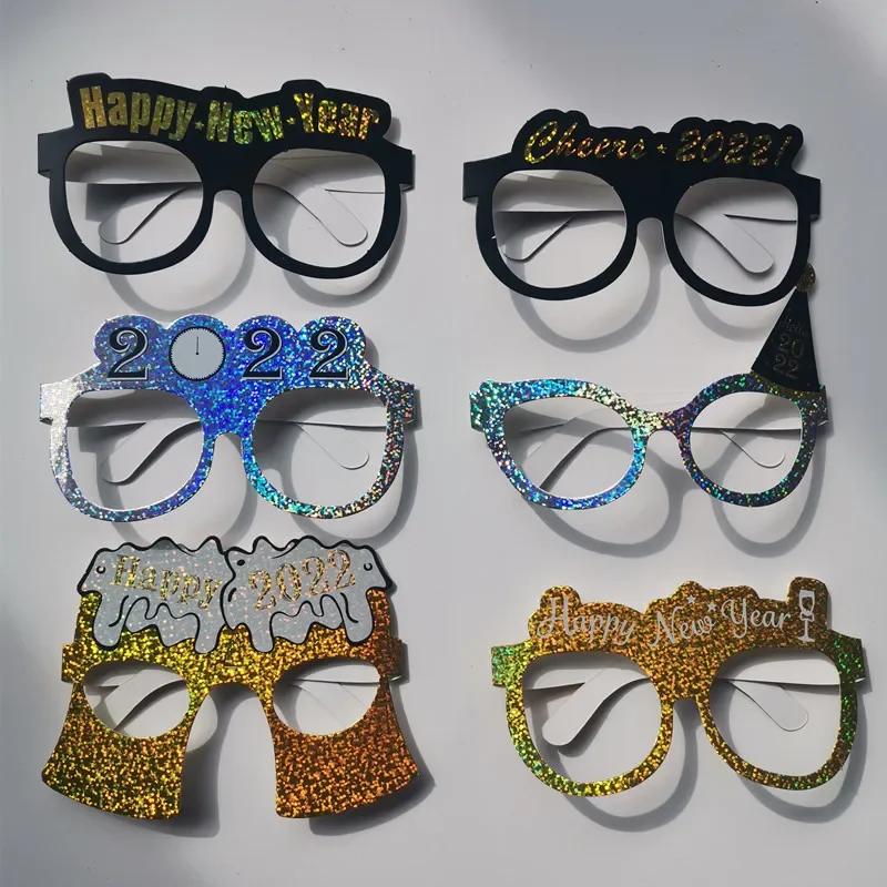 Новогодние блестящие очки реквизит для фотографий взрослых и детей (6 шт.)