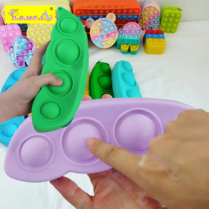 2022 School Pencil Cases Fidget Toys Antistress Push Pop Bubble Toys For Adults 18 Children Kawaii P