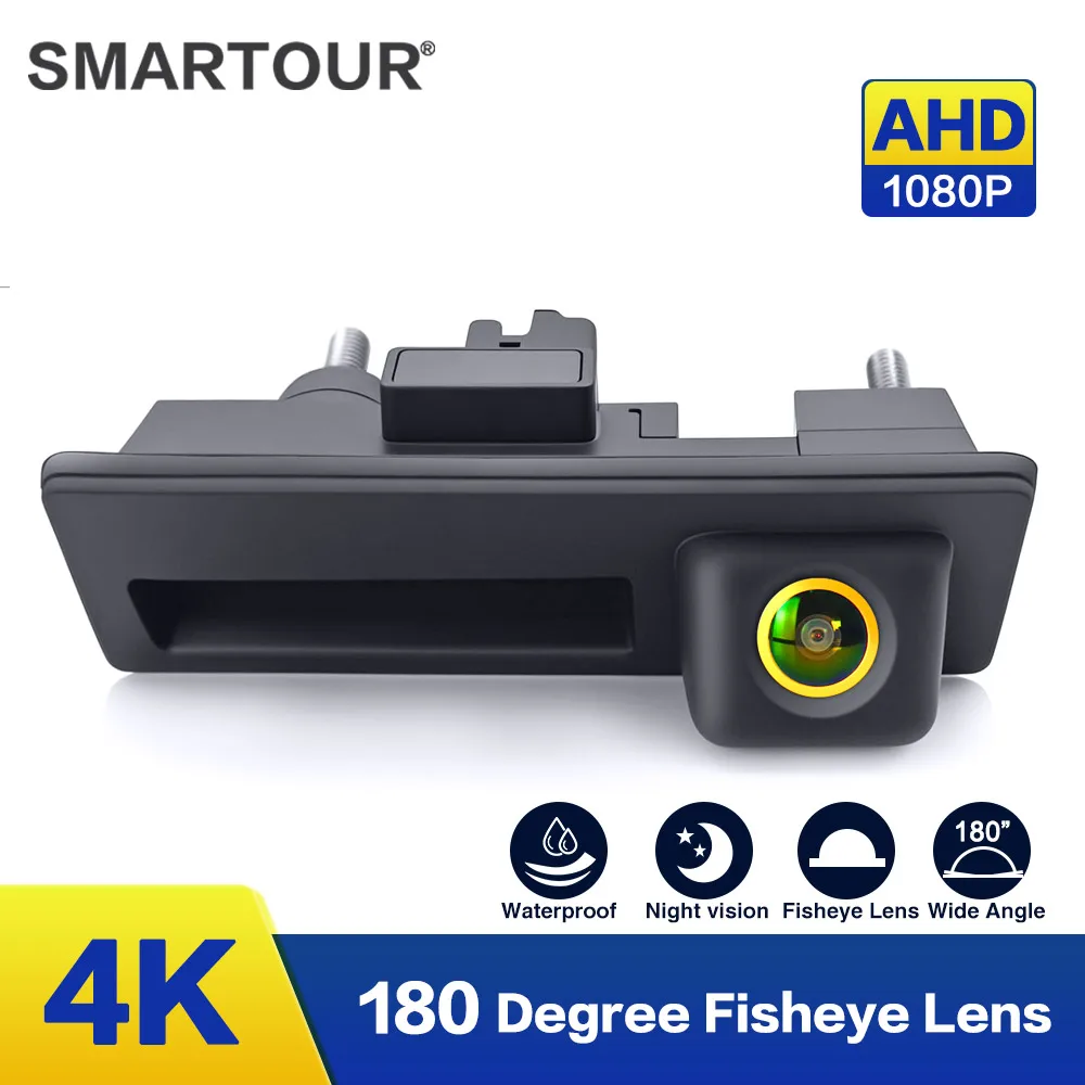 

4K CCD AHD 1080P 180 ° Автомобильная камера заднего вида на ручке багажника для VW Passat Golf Polo B6 B7 Jetta Tiguan Touareg Audi A3 A4 A5 A6