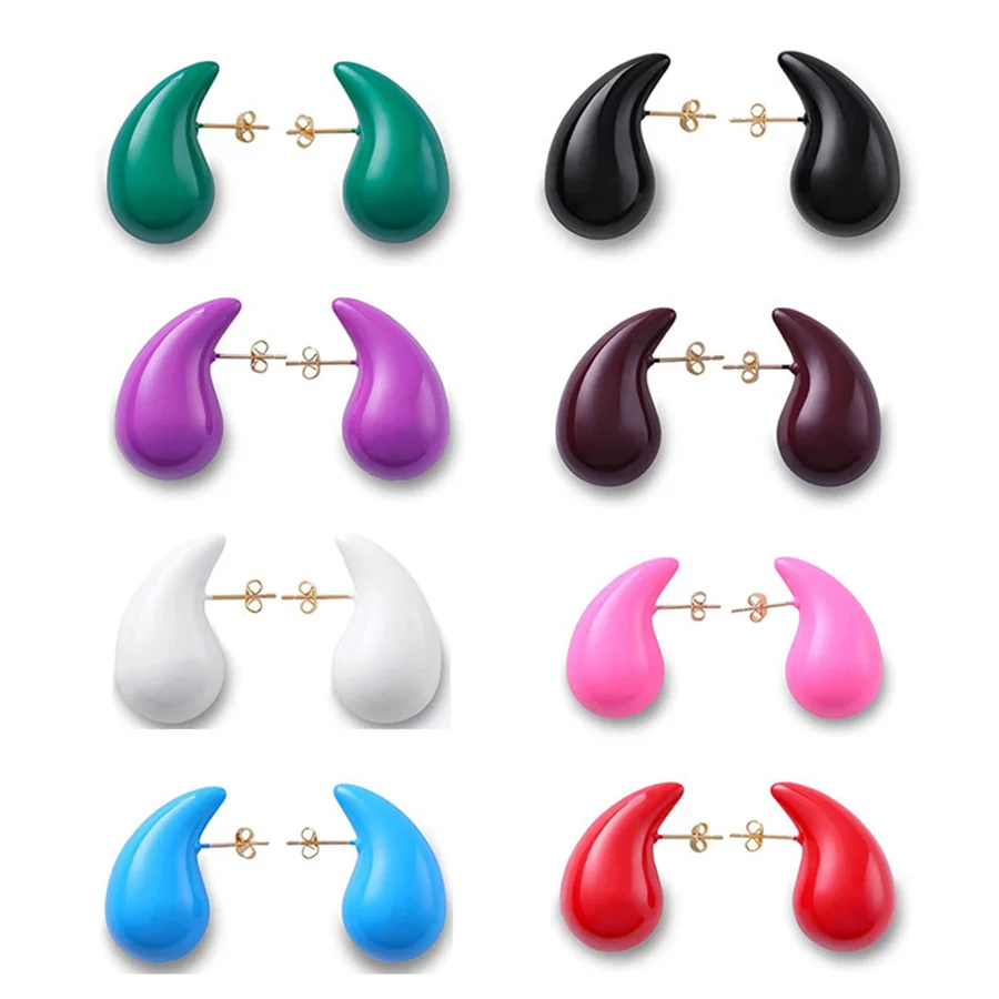 

Thick Colorful Water Drop Earrings for Women Lightweight Hollow Enamel Teardrop Anti Allergic Earrings Ear Jewelry Accessories