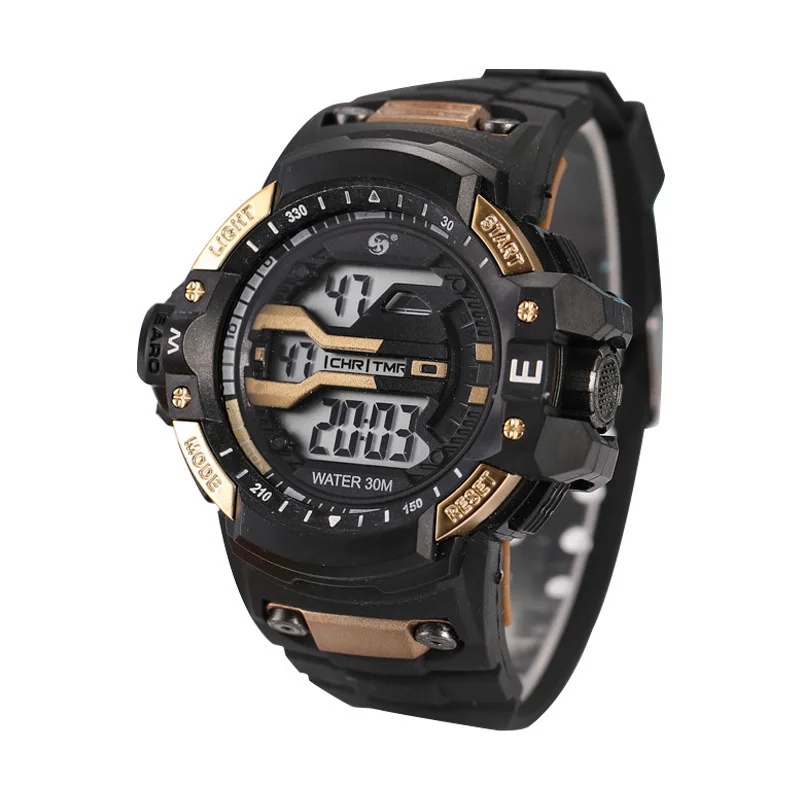 Часы мужские электронные многофункциональные спортивные светящиеся