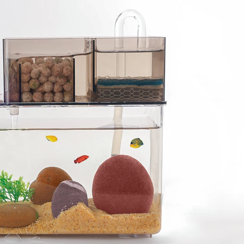 Акриловый мини-аквариум маленький аквариум с двойным фильтром