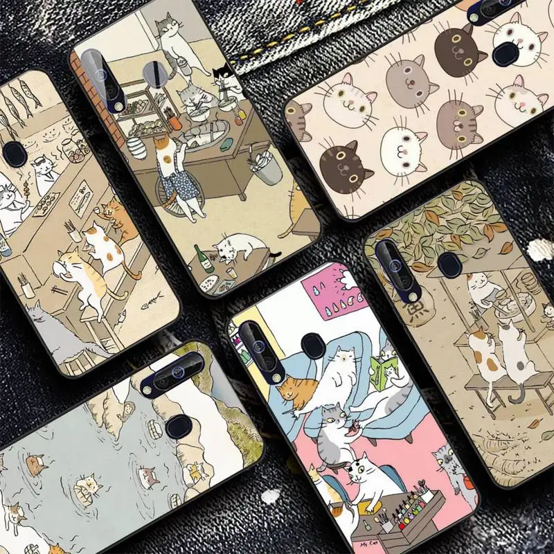 

Japanese Cat Drink Pattern Skin Special Phone Case for Redmi 8 9 9A for Samsung J5 J6 Note9 for Huawei NOVA3E Mate20lite cover