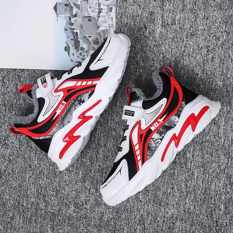 SENAGE Children's Snow Shoes Warm Plush Cotton Shoes Fashion Winter Kids Walking Sneakers Casual Light Soft Flat Shoes for Boys