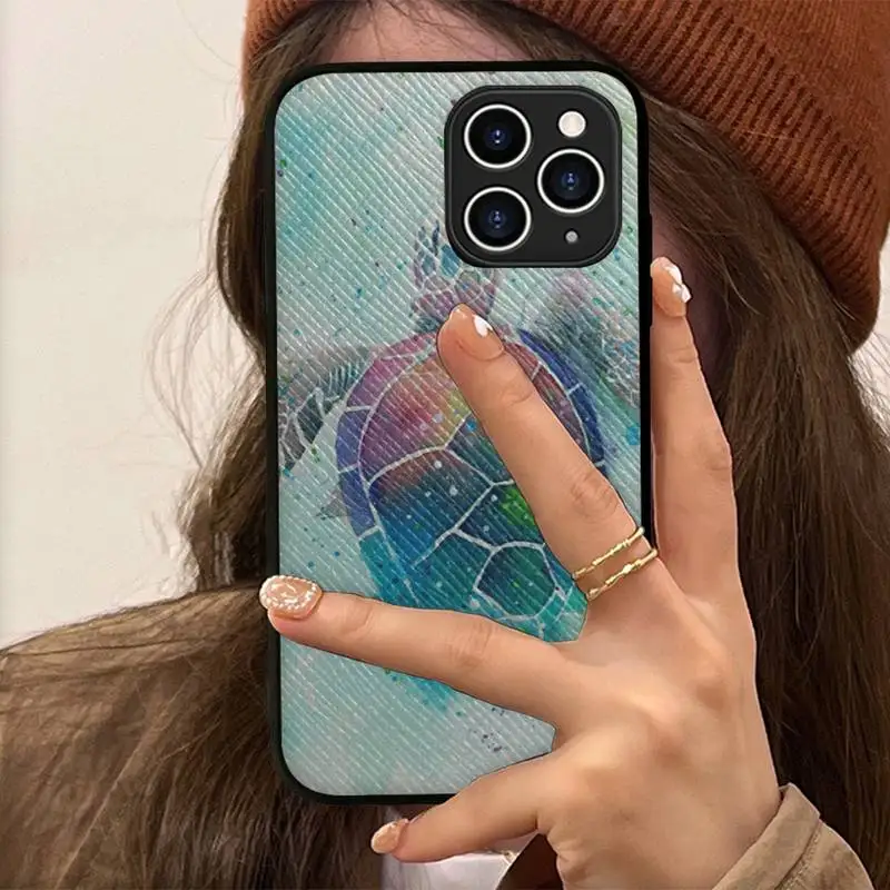 Чехол для телефона с рисунком морской черепахи жесткий кожаный чехол iPhone 11 12 13 Mini